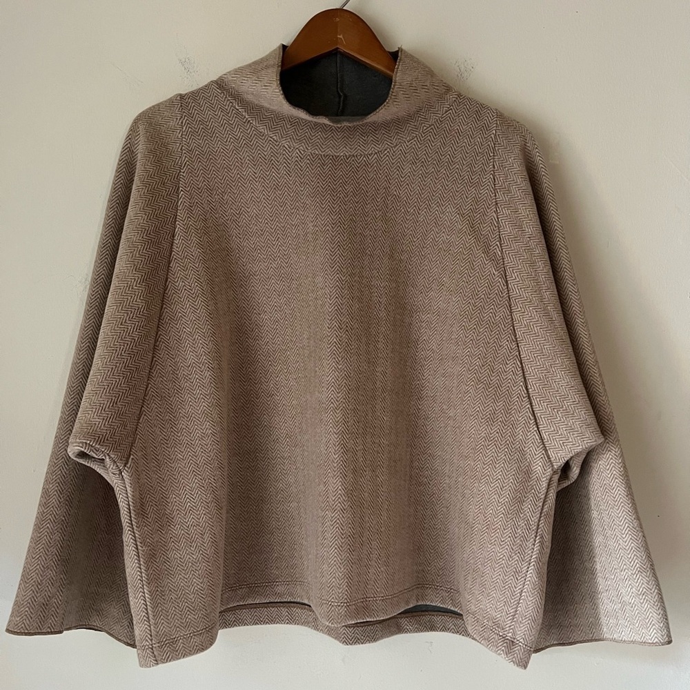 Madewell Mock Neck Wool Blend Pullover Women’s sz L Boxy Tunic Sweater Top Tan